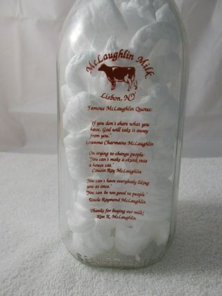 One Quart McLaughlin Milk Bottle Fourth Edition Lisbon York 3