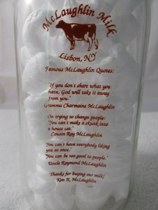 One Quart McLaughlin Milk Bottle Fourth Edition Lisbon York 4
