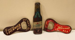 Vintage Litho Designed Beer Bottle Openers Pickwick,  Harvard,  Pabst