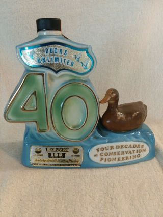 1977 Jim Beam Ducks Unlimited Decanter 40th Anniversary Bourbon Whiskey