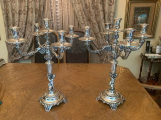 Pair Spectacular Large Sterling Silver 925 Candlesticks & Candelabras.  4223gr