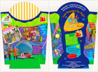 Rare 1996 Disney World 25th Anniversary,  Vintage Mcdonald’s Fry Box Epcot
