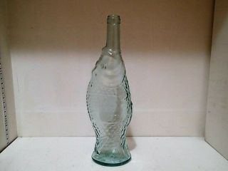 Vintage 13 " Tall Light Green Fish Wine Bottle