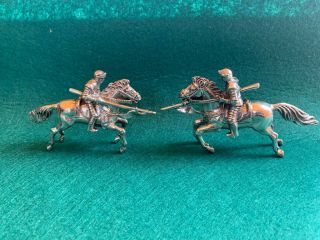 Pair Collectible Marked Sterling Silver 925 Horses With Knights Figurine.  324gr