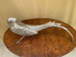 RARE SPECTACULAR HEAVY COLLECTIBLE STERLING SILVER 925 LARGE PHEASANT FIGURINE. 10