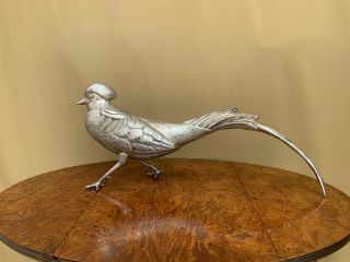 Rare Spectacular Heavy Collectible Sterling Silver 925 Large Pheasant Figurine.