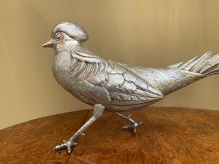 RARE SPECTACULAR HEAVY COLLECTIBLE STERLING SILVER 925 LARGE PHEASANT FIGURINE. 3