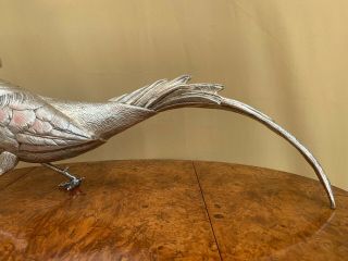RARE SPECTACULAR HEAVY COLLECTIBLE STERLING SILVER 925 LARGE PHEASANT FIGURINE. 4