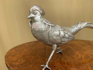 RARE SPECTACULAR HEAVY COLLECTIBLE STERLING SILVER 925 LARGE PHEASANT FIGURINE. 9