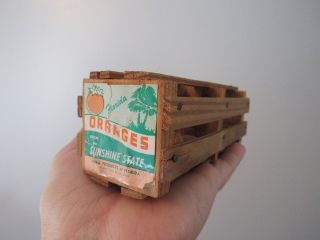 Miniature VINTAGE Florida Oranges SUNSHINE STATE Orange Crate Wood Souvenir 3