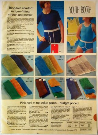 1973 Vintage PAPER PRINT AD fashion thermal knit cotton shirt socks underwear 2