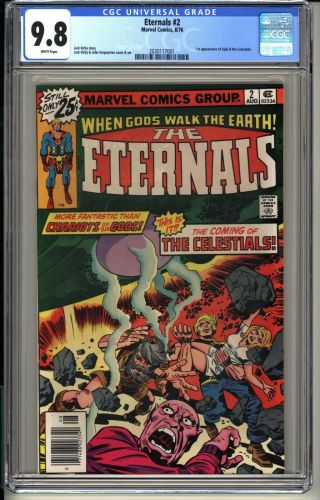Eternals 2 Cgc 9.  8 Wp Nm/mt Marvel Comics 8/76 Kirby 1st App Ajax & Celestials
