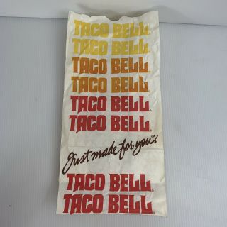 Vintage Taco Bell Take - Out To - Go Bag Fast Food 80s Just Made For You Paper Bag