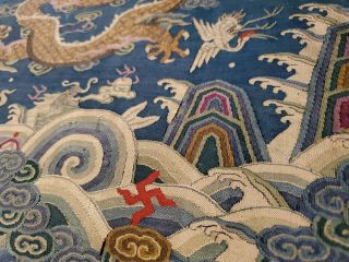 Antique Chinese 19th Century Kesi Imperial Nine Dragon Robe Framed Silk Qing 10