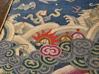 Antique Chinese 19th Century Kesi Imperial Nine Dragon Robe Framed Silk Qing 11