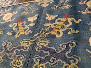 Antique Chinese 19th Century Kesi Imperial Nine Dragon Robe Framed Silk Qing 5