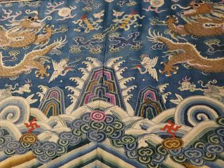 Antique Chinese 19th Century Kesi Imperial Nine Dragon Robe Framed Silk Qing 6