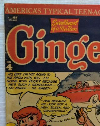GINGER No.  4 Golden Age Comic Book 1952 GGA 4 Archie Teen Good Girl 3