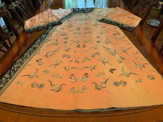 A Rare Chinese Qing Dynasty Embroidered Butterfly Silk Robe. 2