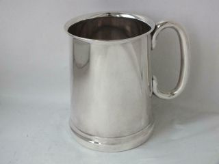 Sterling Silver & Glass Bottom Pint Beer Mug/ Tankard 1956/ H 12 Cm