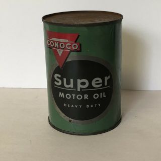 Vintage Conoco Motor Oil Heavy Duty 1 Quart Can