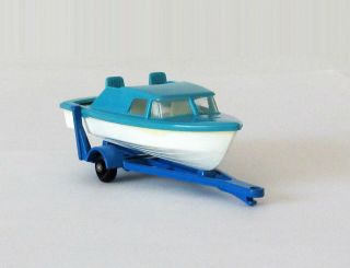 Vintage Lesney Matchbox 9 Boat & Trailer Cabin Cruiser Regular Wheel N 1966