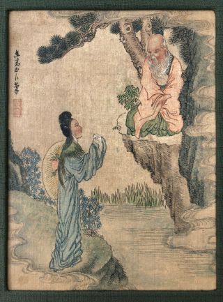 Antique Chinese/ Korean Ink And Color Painting On Silk.  18/19th C