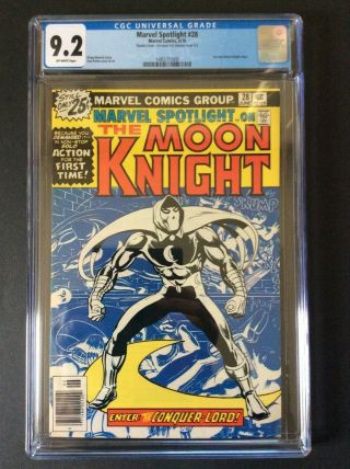 Marvel Spotlight 28 Double Cover 1st Solo Moon Knight Cgc 9.  2 Off White Pages
