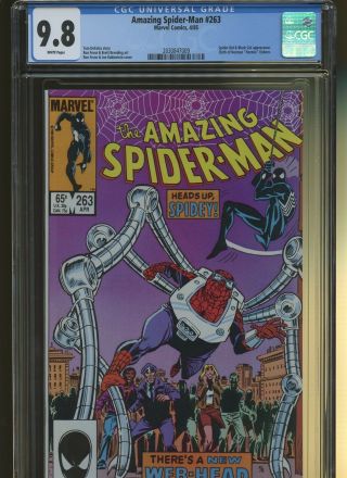 Spider - Man 263 Cgc 9.  8 | Marvel 1985 | Spider - Kid & Black Cat Apparance.