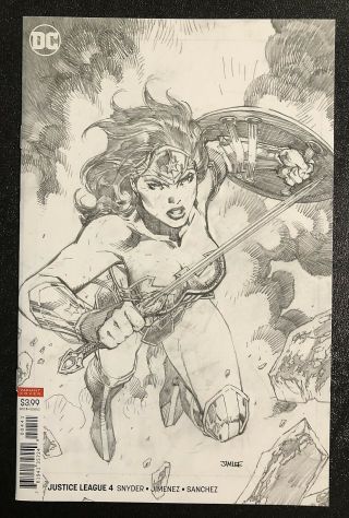 Justice League 4 Jim Lee 1 In 100 Wonder Woman Limited Sketch Variant Near