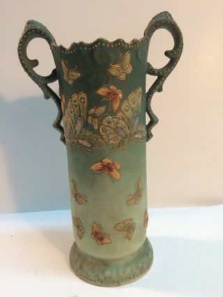 Nippon Coralene Vase Us Patent Nbr912171 Feb.  9.  1909 Japan Butterflies