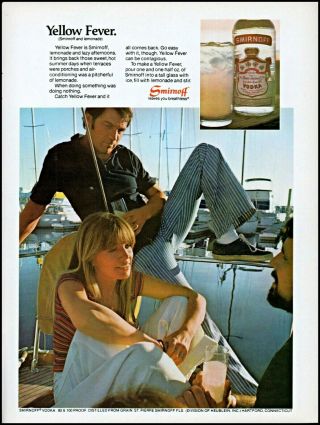 1976 Blond Woman Boat Smirnoff Vodka Yellow Fever Vintage Photo Print Ad Ads37