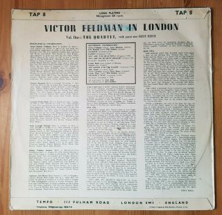 Victor Feldman : In London Vol 1,  The Quartet.  1957 UK Vinyl Iss.  (Tempo,  TAP 8) 2