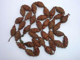 Old Chinese Oriental Olive Nut Carved Lohan Buddha Buddhist Prayer Beads