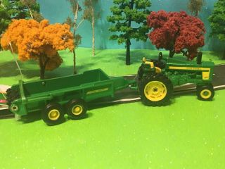 John Deere,  Ertl,  Farm Toy Tractor With Manure Spreader Tomy