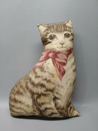 Vintage Cat Shaped Pillow Large 13 " Brown Kitten Throw Pillow