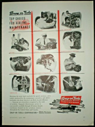 1946 11 Different Airline Mechanics Work Wwii Vtg Snap On Tools Trade Print Ad