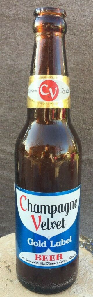 1956 Champagne Velvet 12oz Beer Bottle With Blue Label