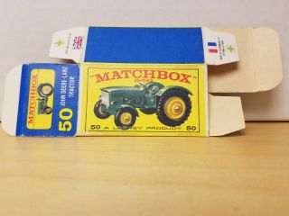 Matchbox Lesney John Deere - Lanz Tractor No.  50 Empty Box