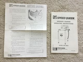 Vintage 1950’s Speed Queen Wringer Washer Operating Instructions Model Dw9053