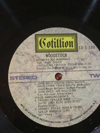 Woodstock 3 Record Set Gatefold 1970 Cotillion Rec Vinyl Lp Sd3 - 500 7