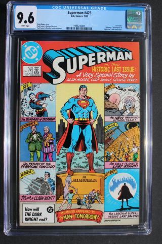Superman 423 Historic Last Issue Last Earth One 1986 Alan Moore Cgc Nm,  9.  6