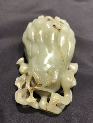Chinese Antique White Jade Buddha Hand / Citroen Carving Qing Dynasty 10