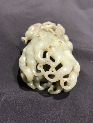 Chinese Antique White Jade Buddha Hand / Citroen Carving Qing Dynasty 11