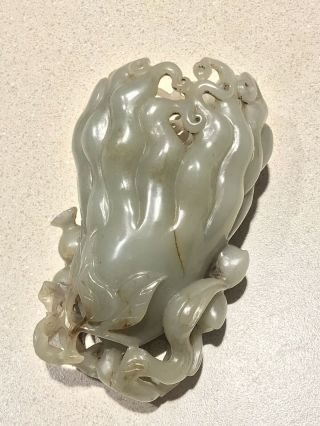 Chinese Antique White Jade Buddha Hand / Citroen Carving Qing Dynasty