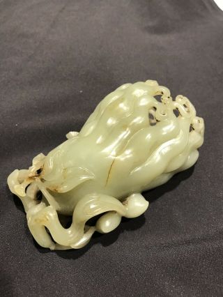 Chinese Antique White Jade Buddha Hand / Citroen Carving Qing Dynasty 2