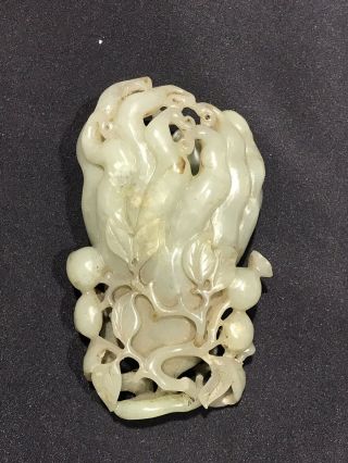 Chinese Antique White Jade Buddha Hand / Citroen Carving Qing Dynasty 3