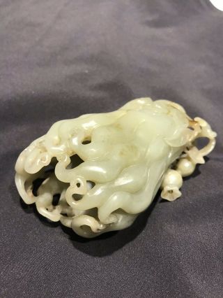 Chinese Antique White Jade Buddha Hand / Citroen Carving Qing Dynasty 9