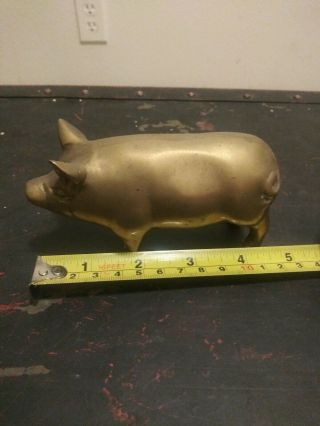 Vintage 5 Inch Solid Brass Hog Pig Sow Figurine Paperweight