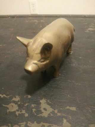 Vintage 5 inch Solid Brass Hog Pig Sow Figurine Paperweight 5